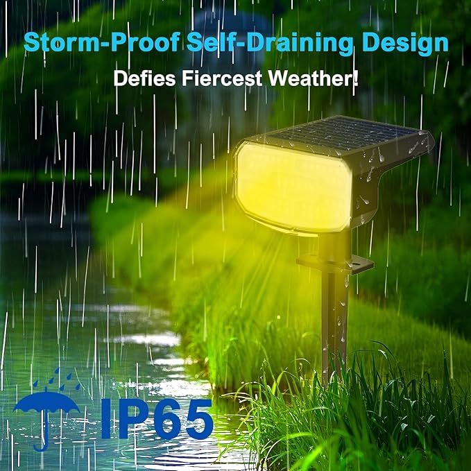 Solar Lights Outdoor Waterproof IP65,Auto On/Off, 2700K 2 Lighting Modes, Super Bright LED, Solar Powered Yard Garden Solar Spot Lights for Outside Landscape -3000K,6 Pack