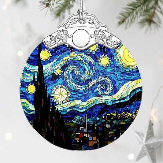 Stained Glass Ornament, Christmas Ornaments, Christmas Decorations for Tree, Holiday Ornament, Gifts for Nature Lovers, Holiday Party Gifts, Gift Ideas & Xmas Gift - Van Gogh Starry Night