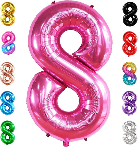 KatchOn, Giant Hot Pink 8 Balloon Number - 40 Inch | Hot Pink 8th Birthday Balloon for 8th Birthday Decorations | Number 8 balloon Birthday Party | Number Balloons for Anniversary Decorations