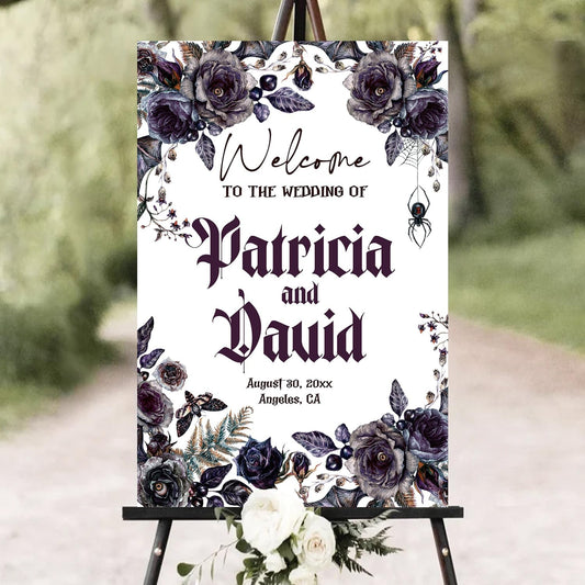 Halloween Wedding Welcome Sign, Til Death Do Us Part Welcome Sign, Halloween Couples Shower, Gothic Love Wedding Welcome, Signage Halloween Reception, Welcome Wedding Sign With Stand Decorations