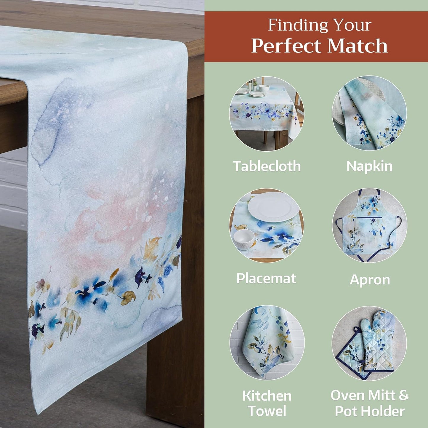 Maison d' Hermine Table Runner 100% Cotton Double Layer Table Runners 108 inches Long Decorative for Home Kitchen Dining Party Wedding Bridal Shower Spring Summer (Lazy Summer Days, 14.50" x 108")