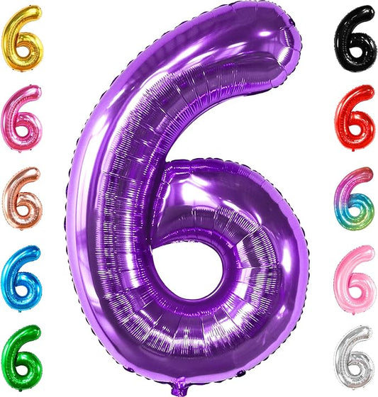 KatchOn, Giant Purple Number 6 Balloon - 40 Inch | 6th Birthday Balloon for 6th Birthday Decorations | 6 Balloons for Birthday | 6 Year Old Decorations | Decoration Supplies Anniversary