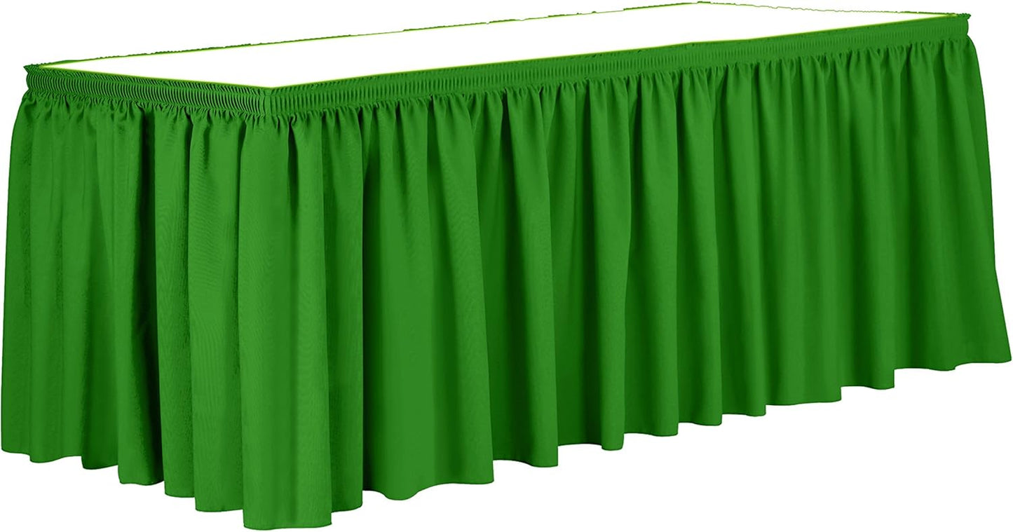 Ultimate Textile Pleat Polyester Fabric Table Skirt - Machine Washable Flame Resistant with Clips for Events, Weddings & Trade Shows, Cut & Sewn in Paterson, NJ - Kelly, 7' Shirred Pleat