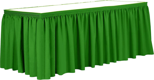 Ultimate Textile Pleat Polyester Fabric Table Skirt - Machine Washable Flame Resistant with Clips for Events, Weddings & Trade Shows, Cut & Sewn in Paterson, NJ - Kelly, 17' Shirred Pleat