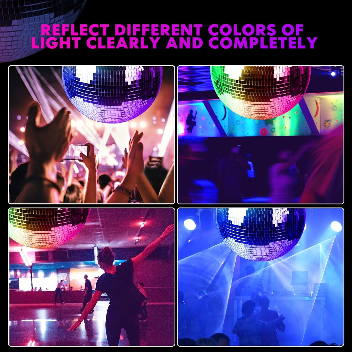 Faeshoo 16inch Large Disco Ball Mirror Ball for Disco Party Decorations, Disco Ball x 1pc, Replacement Mirror x 15pcs