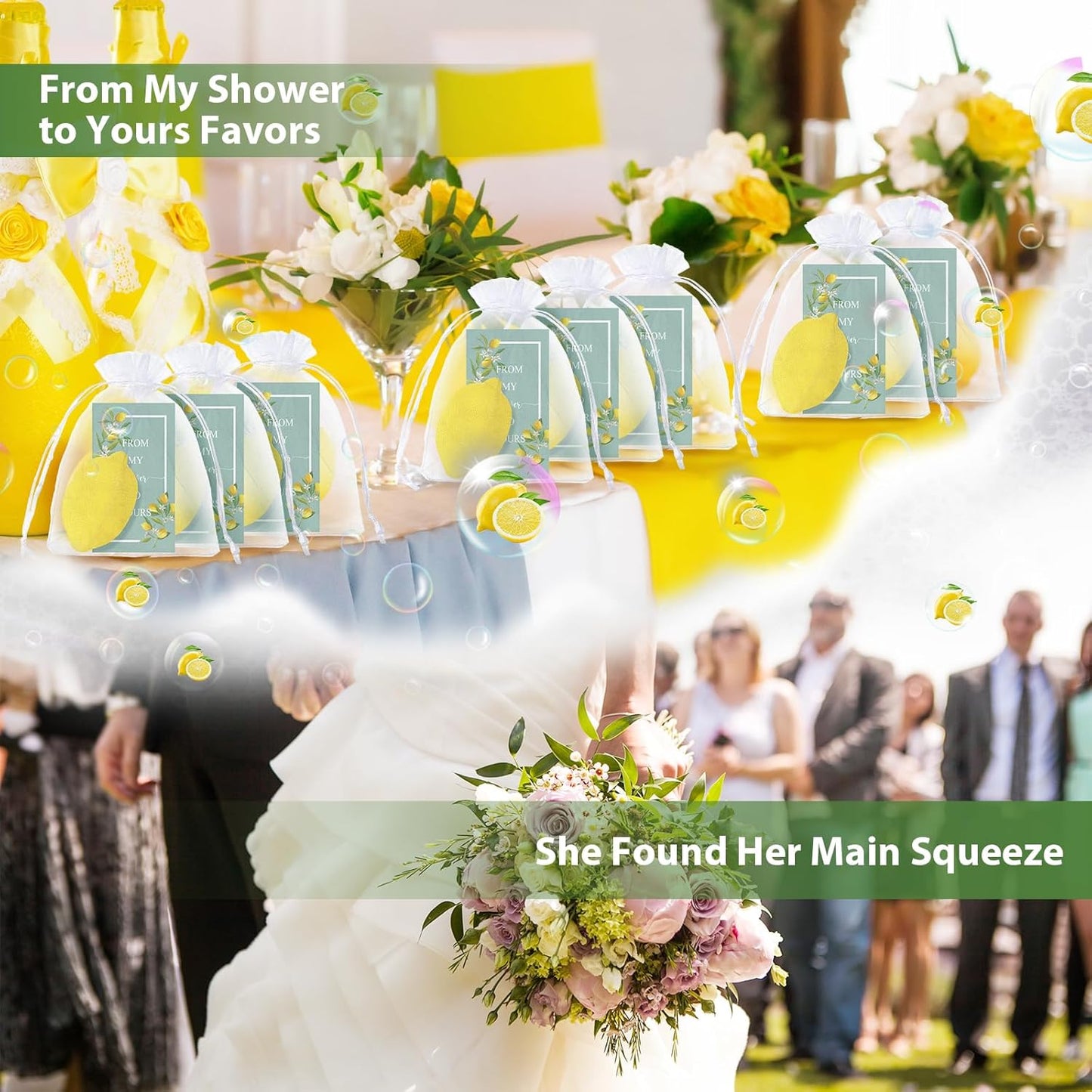 Lounsweer Set of 50 Wedding Lemon Soap Favors Mini Bridal Shower Favors Natural Lemon Shaped Soap Bar with from My Shower to Yours Cards and White Organza Bags for Party Baby Shower Decorations