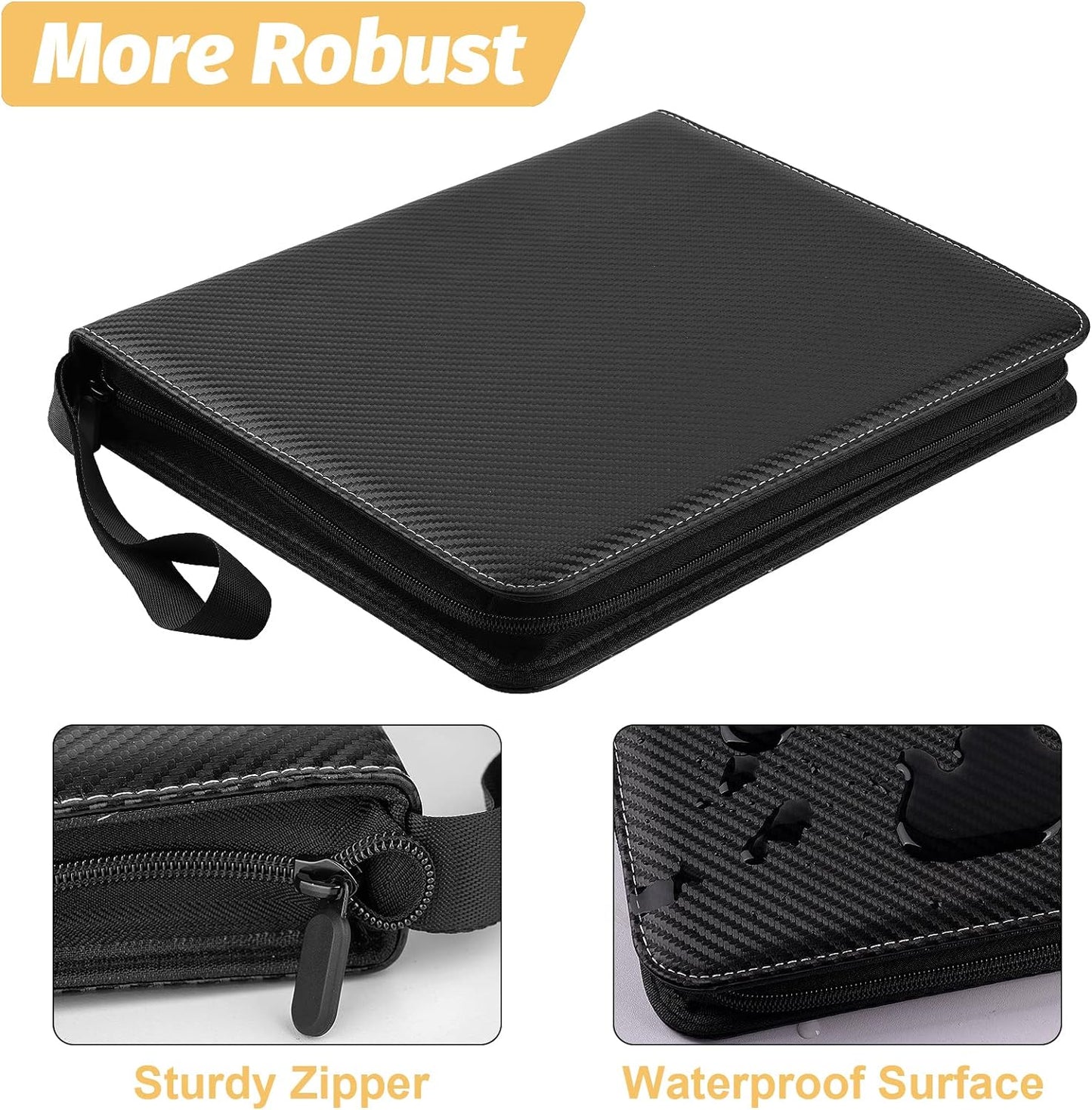 Trading Card Binder, 900 Pockets Card Binder, 9-Poccket Sided Pocket Sports Card Binder, Premium Card Binders Compatible with MTG, TCG, Baseball Cards(Carbon Black)