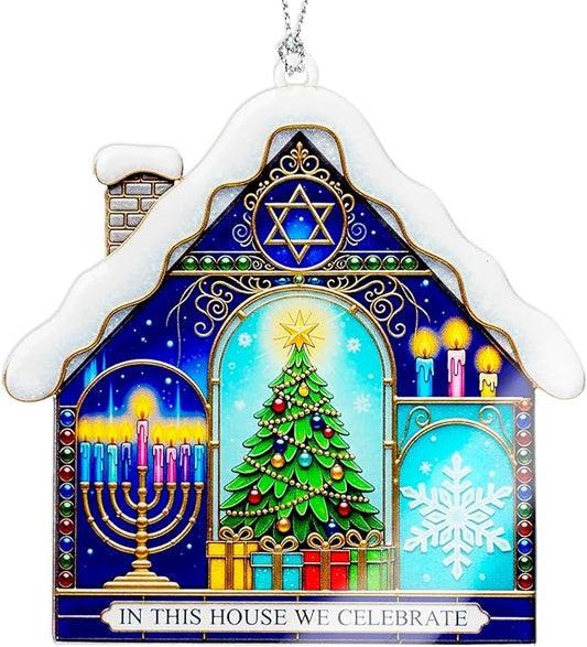 Christmas Hanukkah Ornament – Holiday Unity | Menorah Star of David Tree – interfaith Home – Christmas Ornament 2025 - White Elephant Gifts - Xmas Tree Funny Decoration