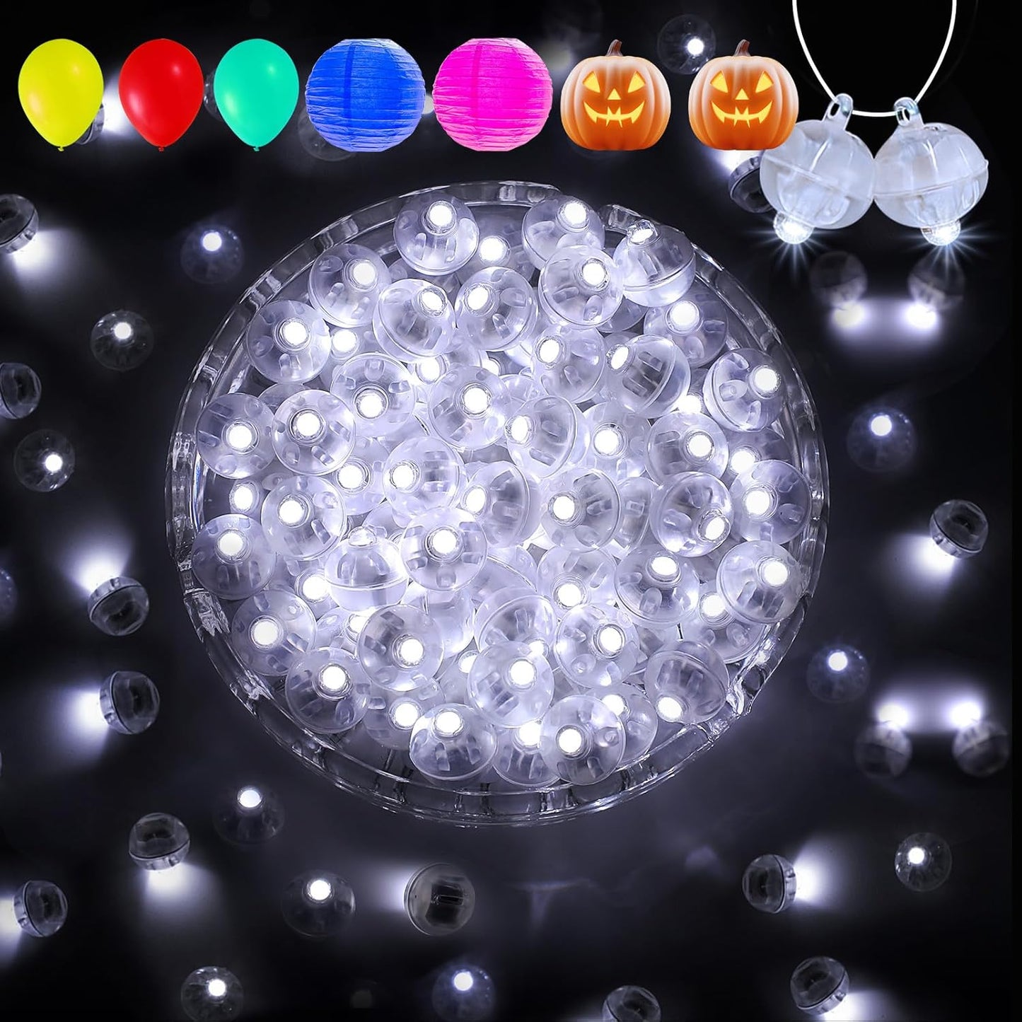 Aogist 200Pcs White Balloon Lights with Hook,Long Standby Time,Waterproof Mini Light for Birthday Party Wedding Christmas Halloween Easter Decorative (Flash)