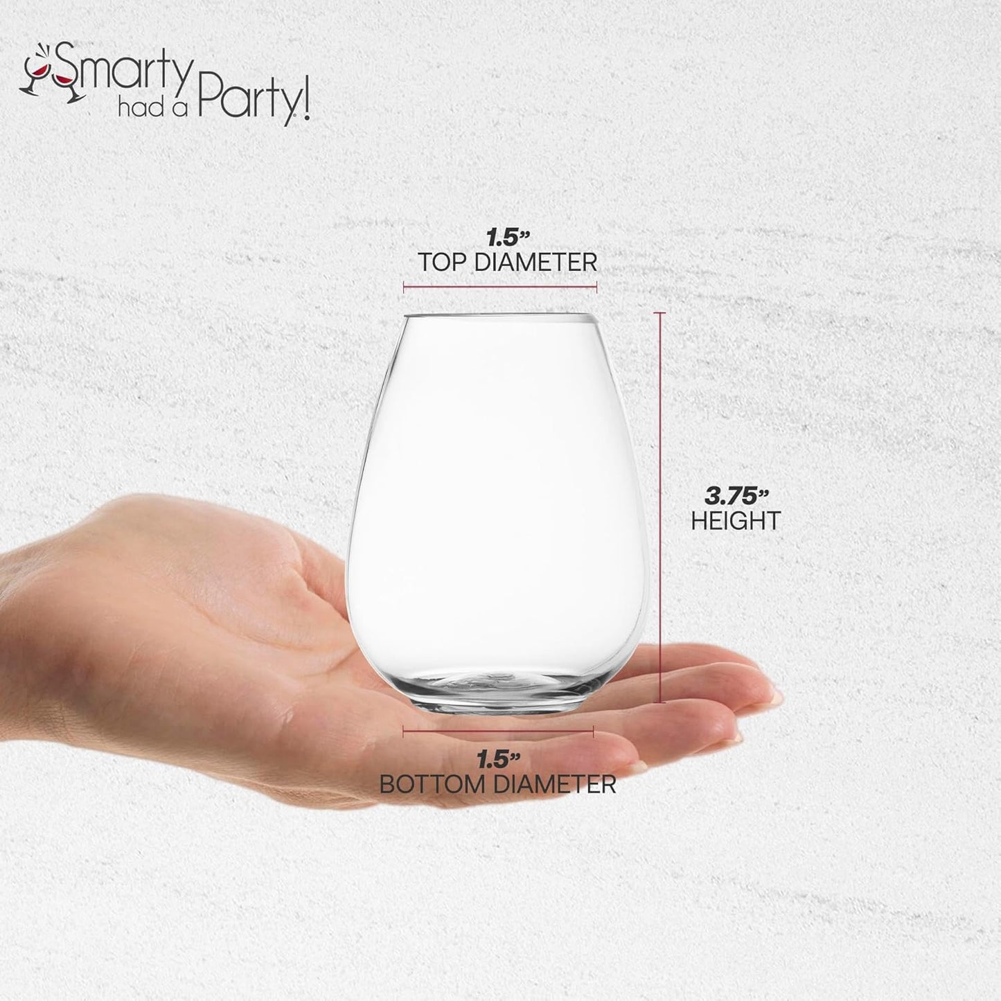 Smarty Had A Party 4 oz Plastic Stemless Wine Glasses (64 Pieces) – Disposable Goblets & Plastic Water Goblets for Wedding Bulk – Wine Glasses Disposable Classy for Toast, for Tastings and Parties