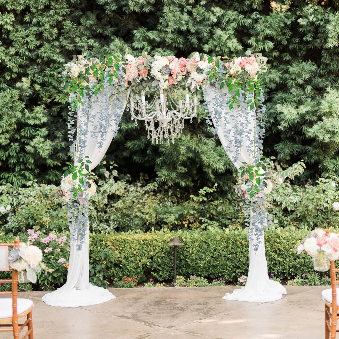 36 Pack Grey Wisteria Hanging Flowers, 3.44 Ft Fake Hanging Flowers, Artificial Wisteria Garland Vines for Wedding Room Backdrop Outdoor Patio Garden Decoration