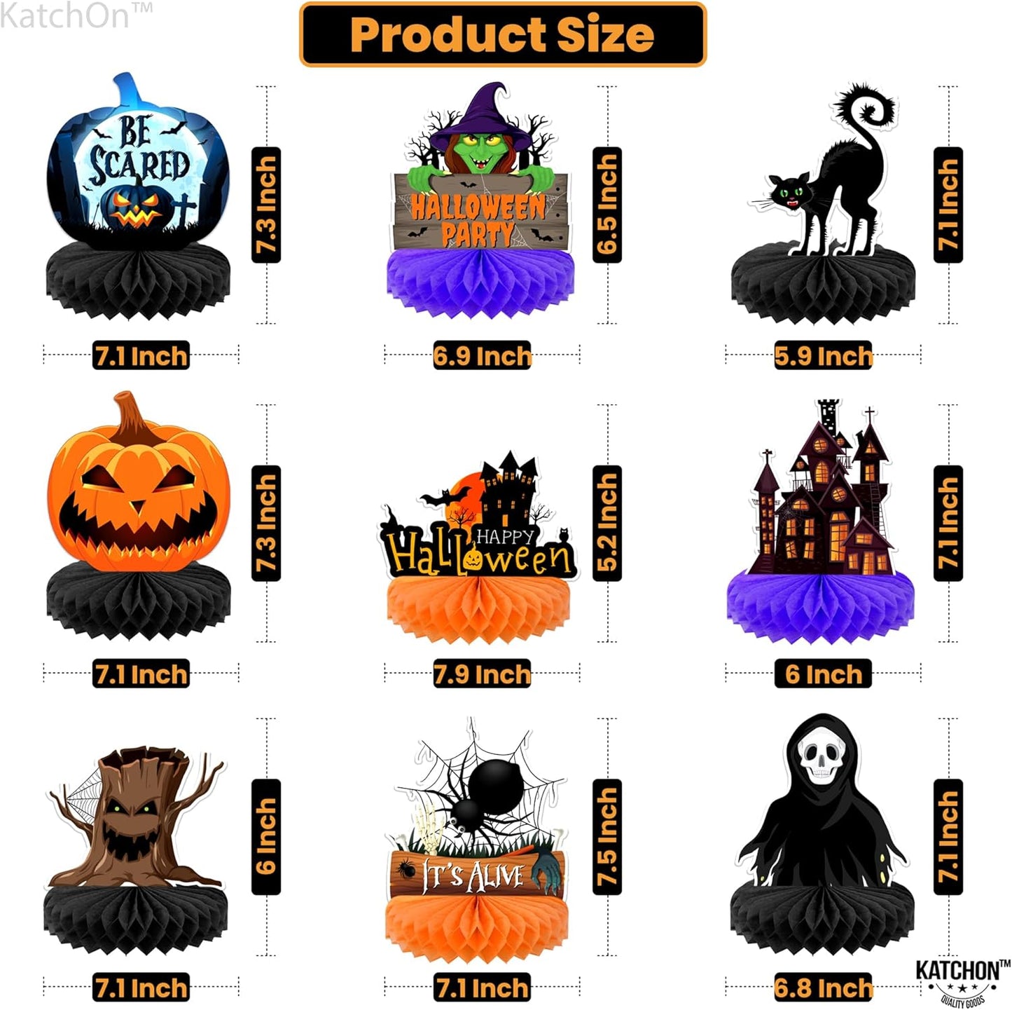 KatchOn, Halloween Centerpieces for Tables - Pack of 9 | Halloween Table Centerpieces for Halloween Party Decorations | Halloween Birthday Party Decorations | Halloween Table Decorations