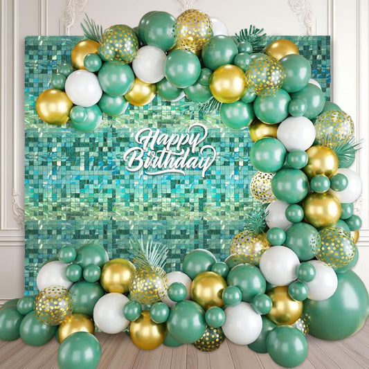 24PCS Light Green Shimmer Wall Backdrop, Laser Square Sequin Photo Backdrops Panel, Glitter Wall Background for Birthdays, Weddings, Christmas, Engagements, Disco Bachelorette Party Decor (4FTx6FT)