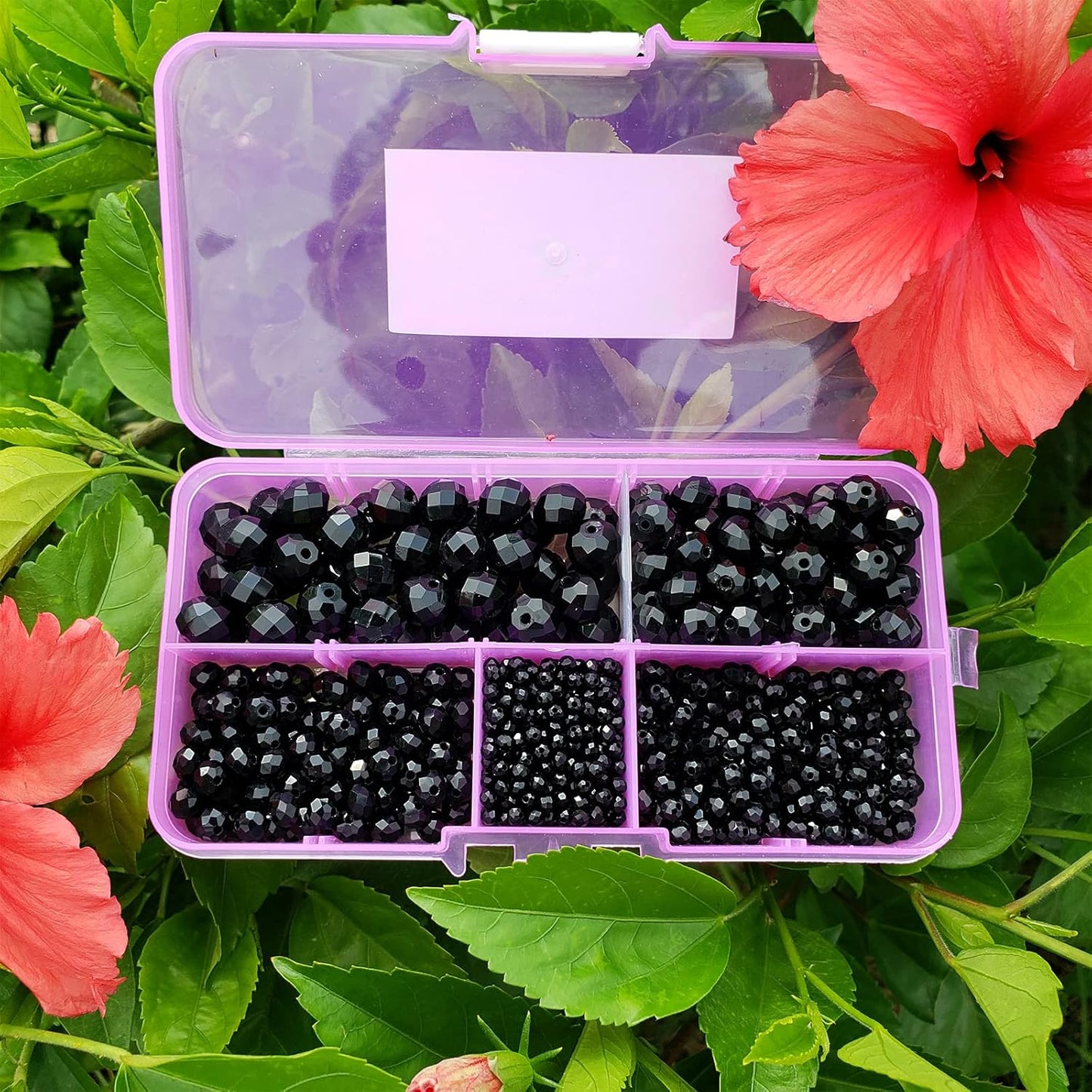 2-10mm Briolette Rondelle 810pcs Black Crystal Glass Beads Faceted Shape Crystal Spacer Beads for Bracelet Necklace Decorative Hand Jewelry Making (2/4/6/8/10mm Black)