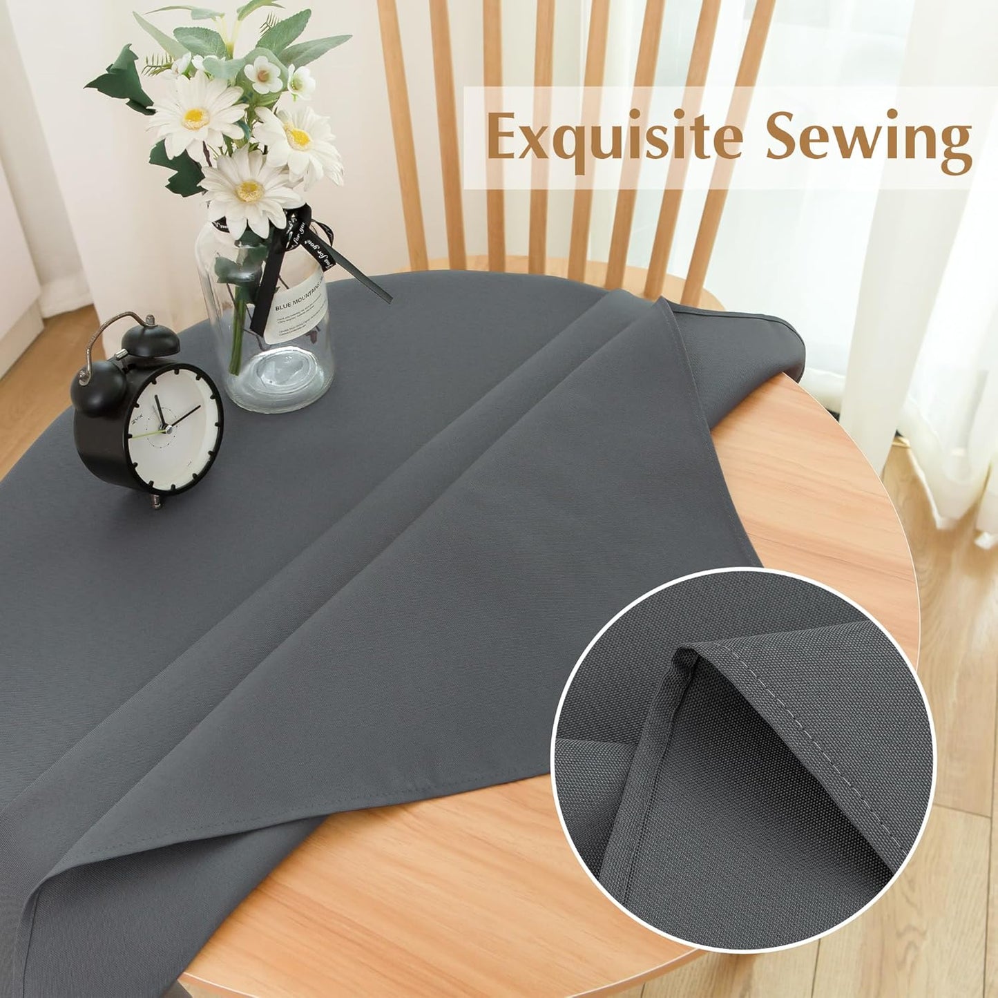 2 Pack Small Square Table Cloth 36X36 Inch Grey Washable Fabric Polyester Solid Table Cover for Night Stand End Table Side Table Outdoor Indoor