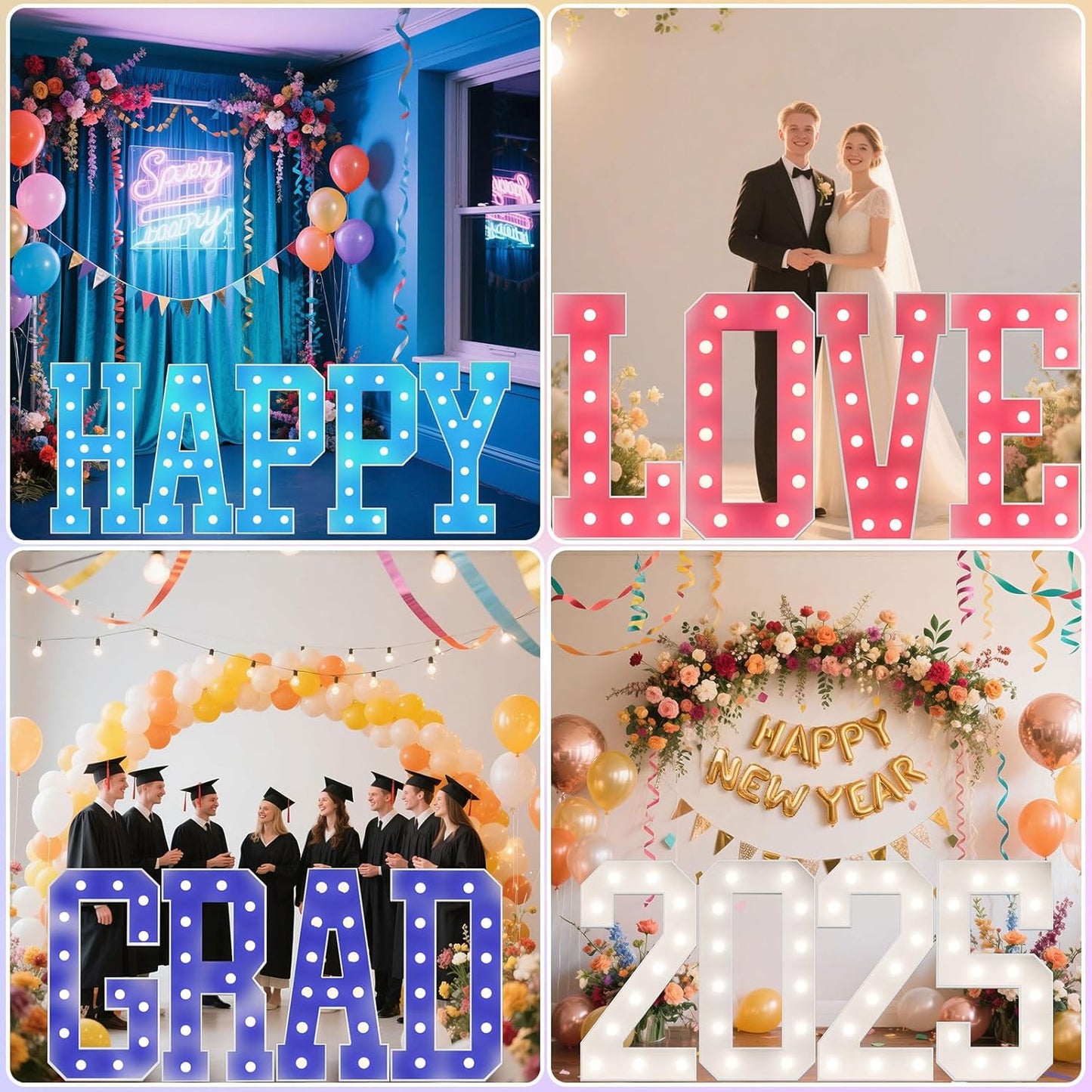 Ledido 4FT Marquee Light Up Letters, 34 Colors Changing Marquee Letter 4 Feet Tall with Remote, Big Letters for Party Wedding Graduation Birthday Decorations, Large Light Up Letter U