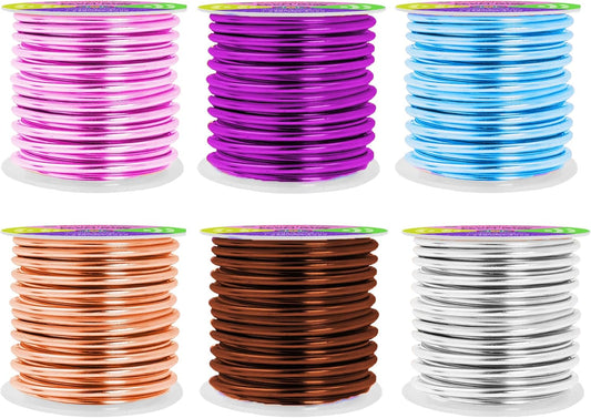 Mandala Crafts 8 Gauge Anodized Aluminum Craft Wire for Jewelry Making - 120 FT Colored Flexible Silver Copper Purple Pink Brown Ice Blue Wire - Bendable for Bonsai Armature Crafting Sculpting