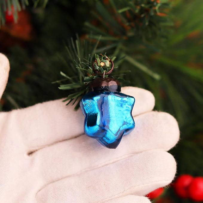 IndianShelf 300 Pieces Turquoise Glass Vintage Christmas Ornaments Mini Bulk Decorative Ornaments for Halloween, Christmas Tree, New Year, Valentine Day, Holidays, Event and Wedding (25 * 12 Boxes)