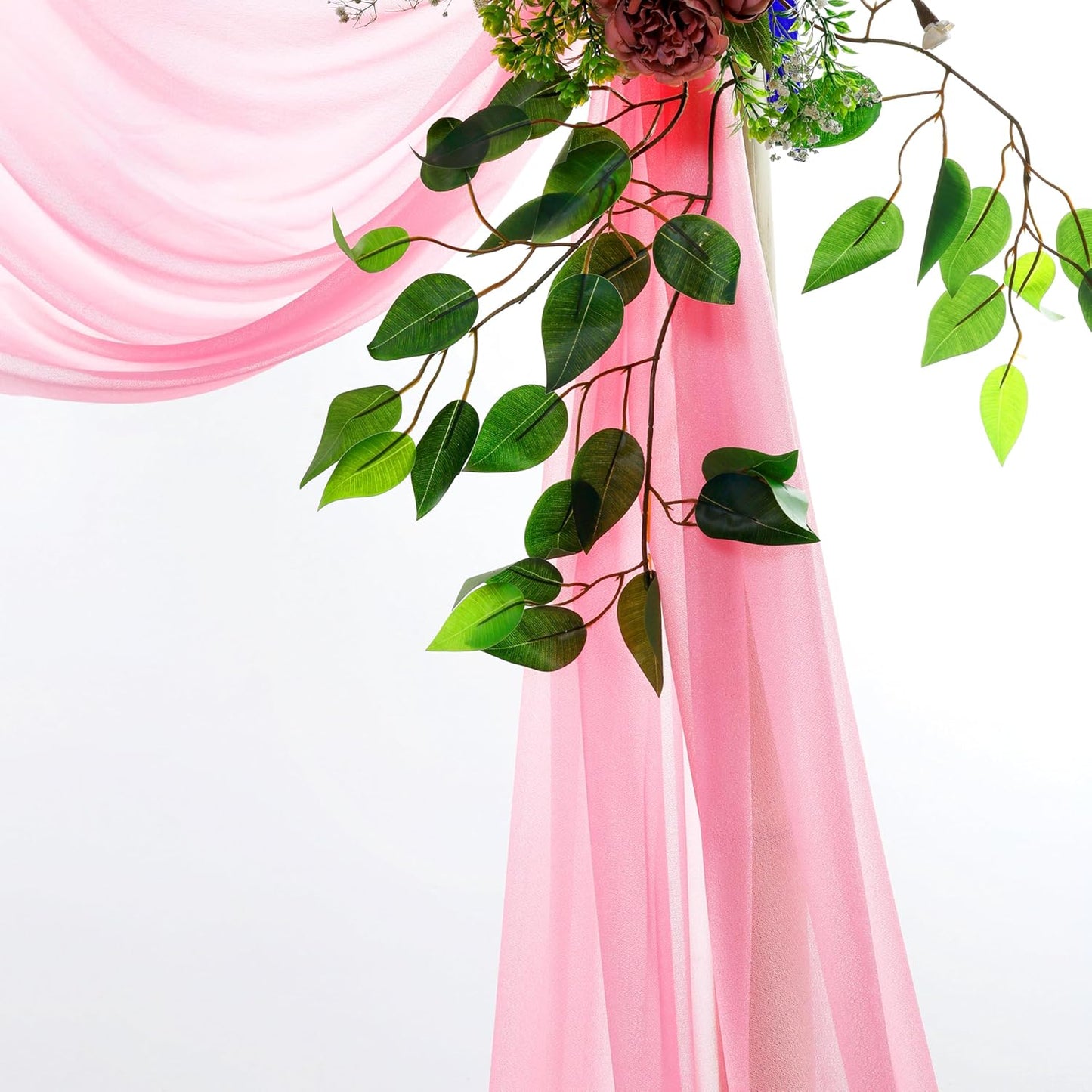 VDS Pack of 1 Panel (30 Inch X 100 Feet) Wedding Arch Draping Fabric Sheer Chiffon Fabric Drapery for Wedding Ceremony Reception Swag Backdrop Canopy Chuppah ARBO Altars Decoration (Coral)