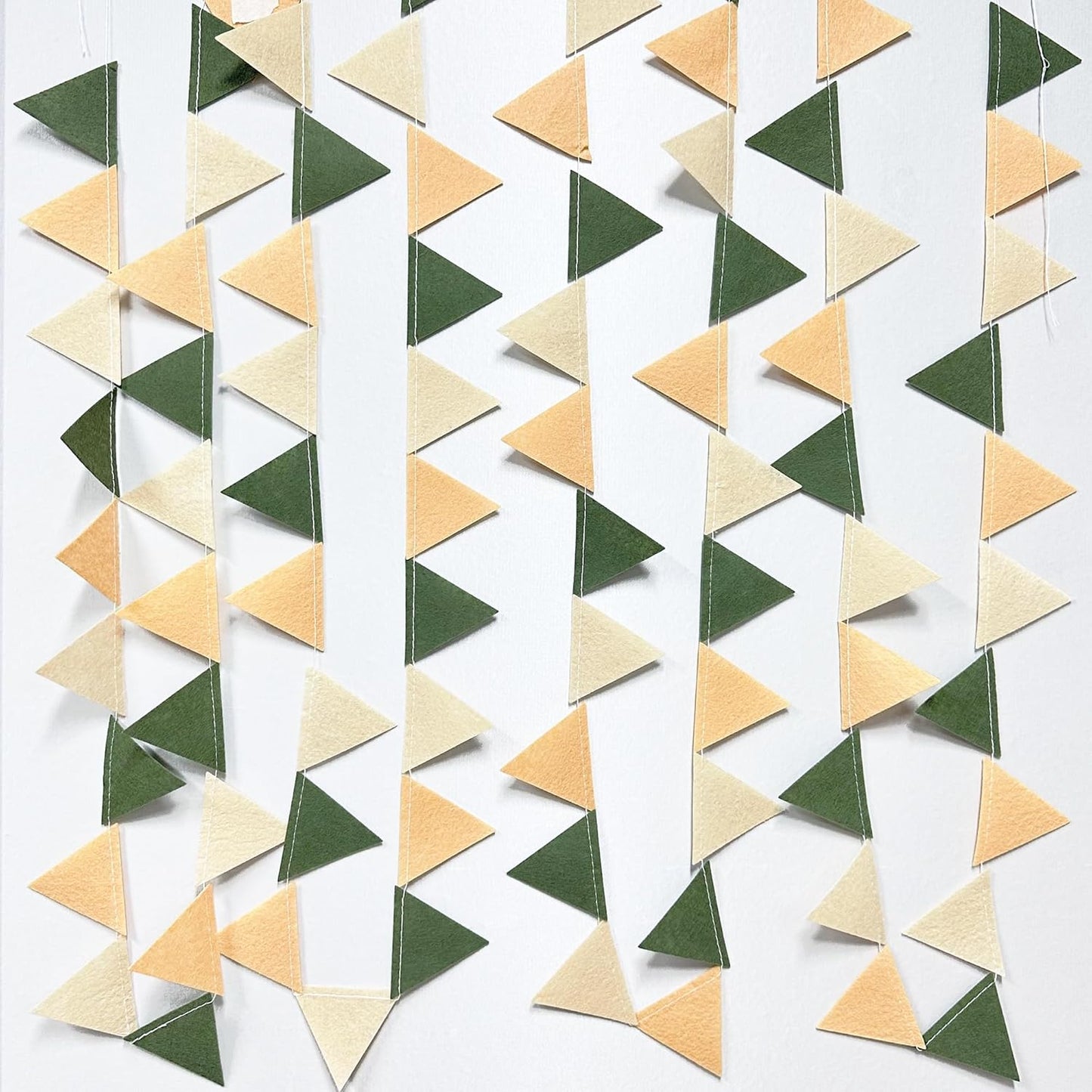 Sage Green Party Decorations Olive Green Tan Brown Cream Felt Hanging Triangle Mini Bunting Pennant Banner Flag for Safari Jungle Birthday Wedding Neutral Baby Shower Party Classroom Nursery Decor