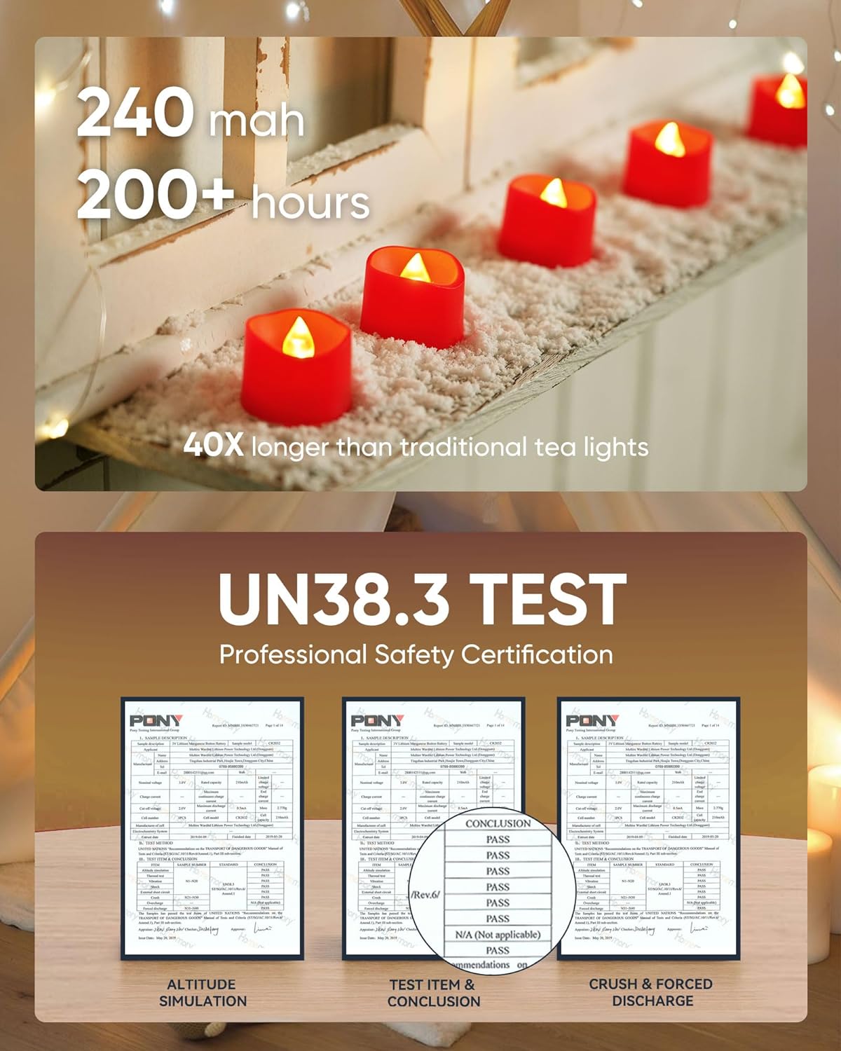 Homemory Red Tea Lights Candles Battery Operated, 200+Hour Flameless Flickering Fake Electric LED Colored Tealights Candles for Party, Wedding, Anniversary, Halloween, Christmas, 24-Pack