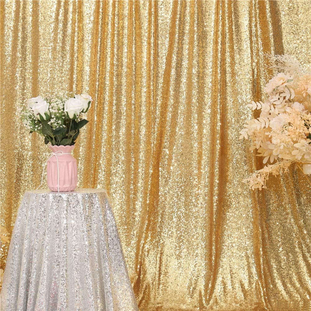 Eternal Beauty Gold Sequin Backdrop, 5x7 Ft Glitter Background Curtains for Shimmer Photography Party Wedding Birthday Back Drop Decor