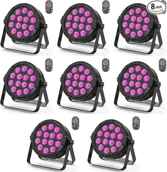 RGBW 4-in-1 Stage Lights, 80W LED Par Lights with DMX512/Remote/Sound Acitvated Control, Uplights for Events, Wedding, Parties, Dance, Stage - 8Packs