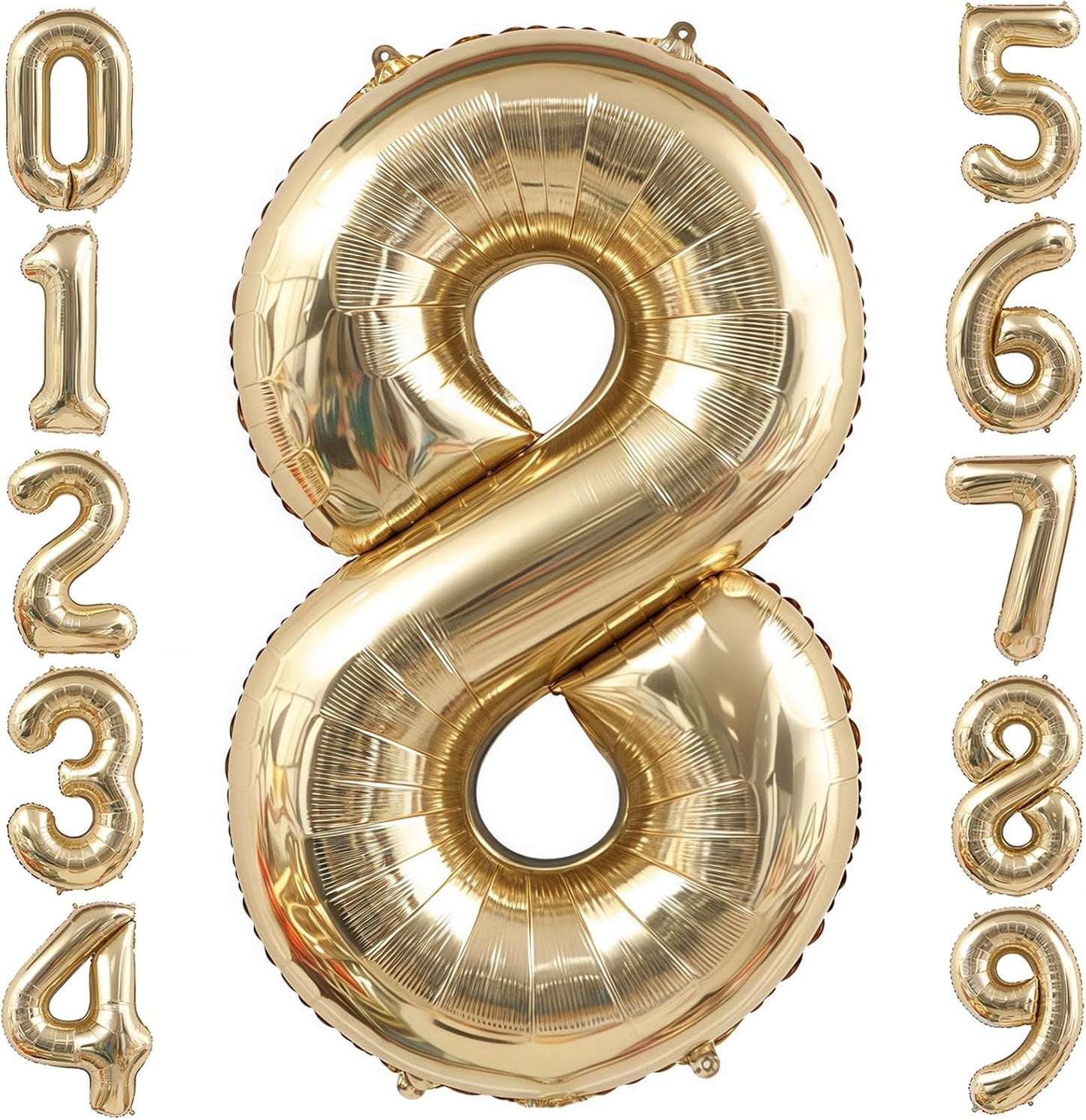 Champagne Gold 8 Balloon,40 Inch Light Gold Number 8 Balloon Big Foil Mylar Helium 8 Balloon for Birthday Party