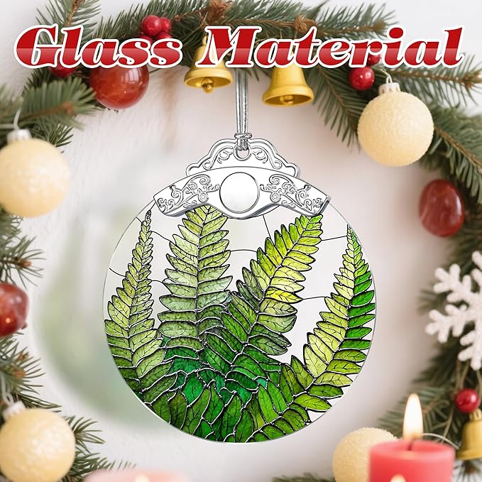 Fern Plant Ornament, Stained Glass Christmas Decorations, Christmas Ornaments for Tree, Holiday Ornament, Gifts for Plant Lovers, Holiday Party Gifts, Gift Ideas & Xmas Gift