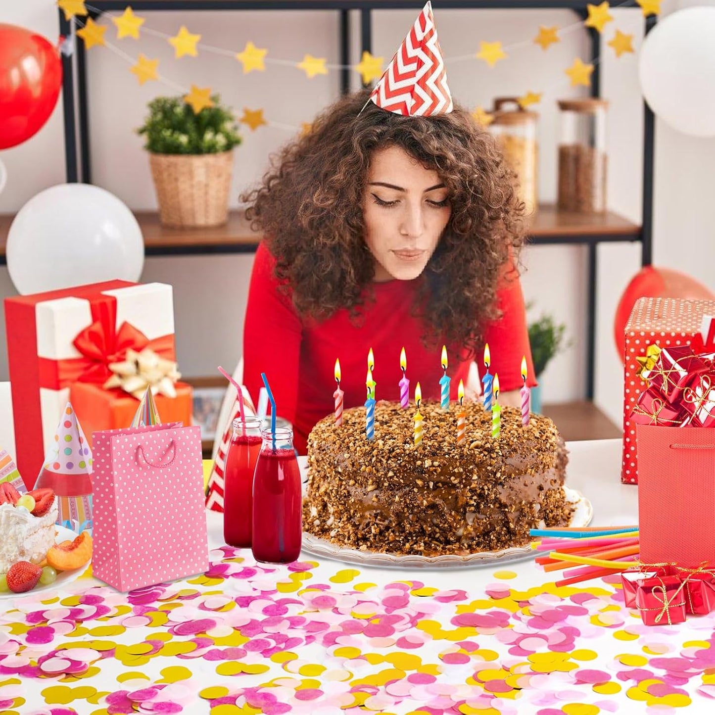 RYKOMO 10000 Pieces 1 Inch Round Tissue Paper Table Confetti Dots 3.5oz Multicolor Round Tissue Confetti for Craft DIY Scrapbooking Birthday Balloons Party Festival