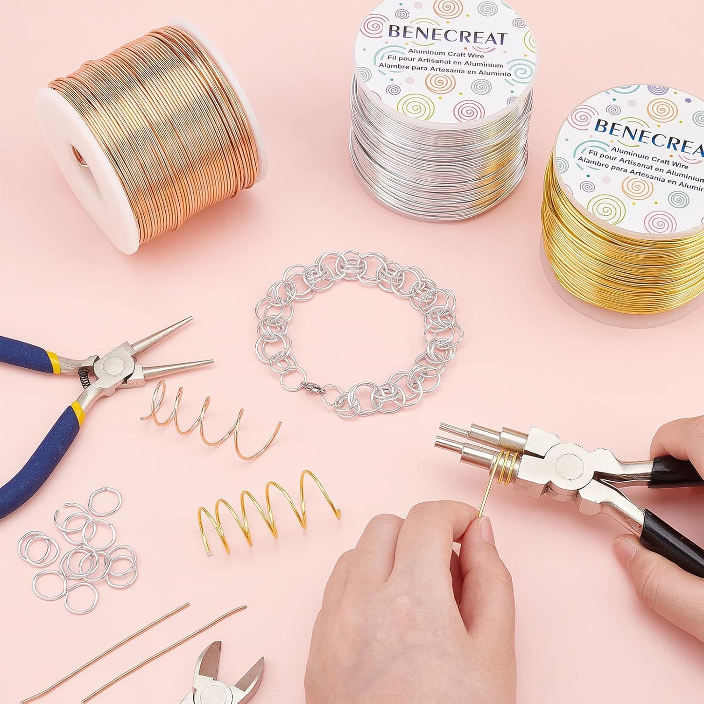 BENECREAT 12 17 18 Gauge Aluminum Wire (17 Gauge,380FT) Anodized Jewelry Craft Making Beading Floral Colored Aluminum Craft Wire - Gold