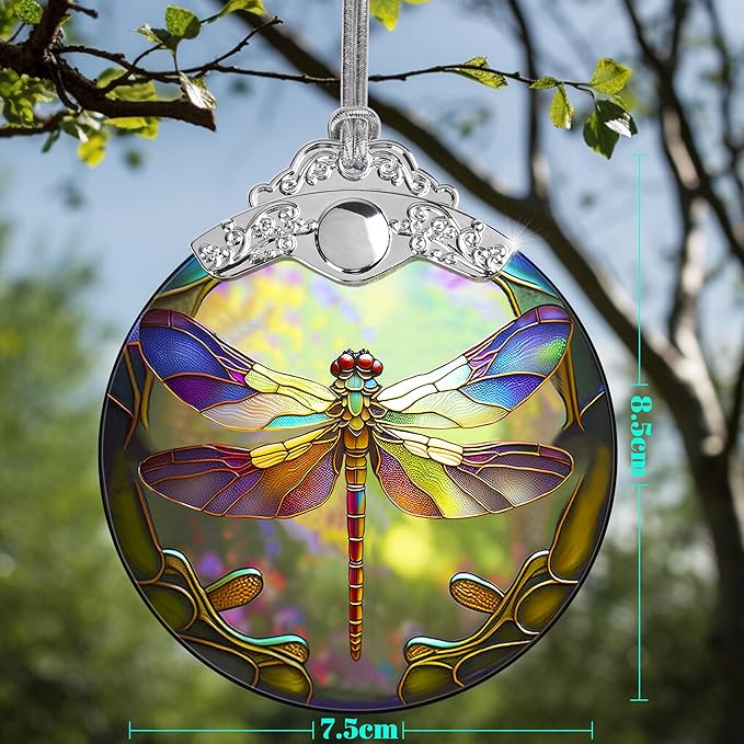 Stained Glass Christmas Ornament, Jocidea Dragonfly Christmas Decorations, Christmas Tree Ornament, Dragonfly Lovers Gifts, Holiday Decor and Xmas Gifts Ideas