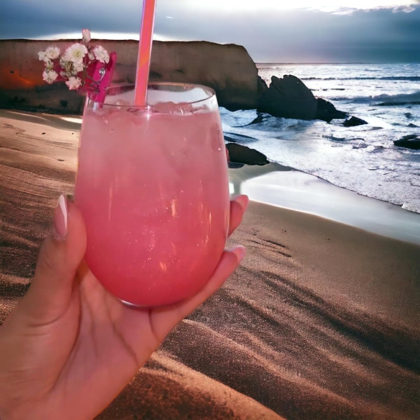 Oojami 36 piece Stemless Unbreakable Crystal Clear Plastic Wine Glasses Set of 36 (12 Ounces - Pink)