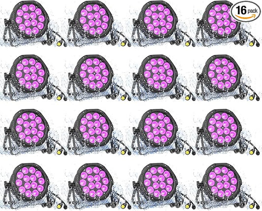 Outdoor Stage Lights Waterproof DMX DJ Par Can Light 14LED RGBW 4in1 Strobe Wash Uplighting for Theater, Event, Halloween, Christmas, Church, Wedding Party, Stage, Performance