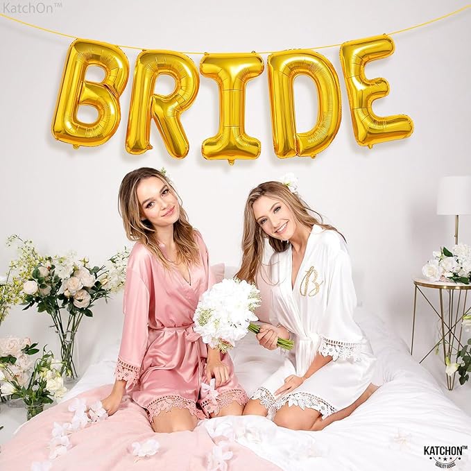 KatchOn, Bride Balloon Gold - 16 Inch | Bachelorette Party Decorations | Silver Bride Balloons Bachelorette for Bridal Shower Decorations | Bridal Shower Balloons
