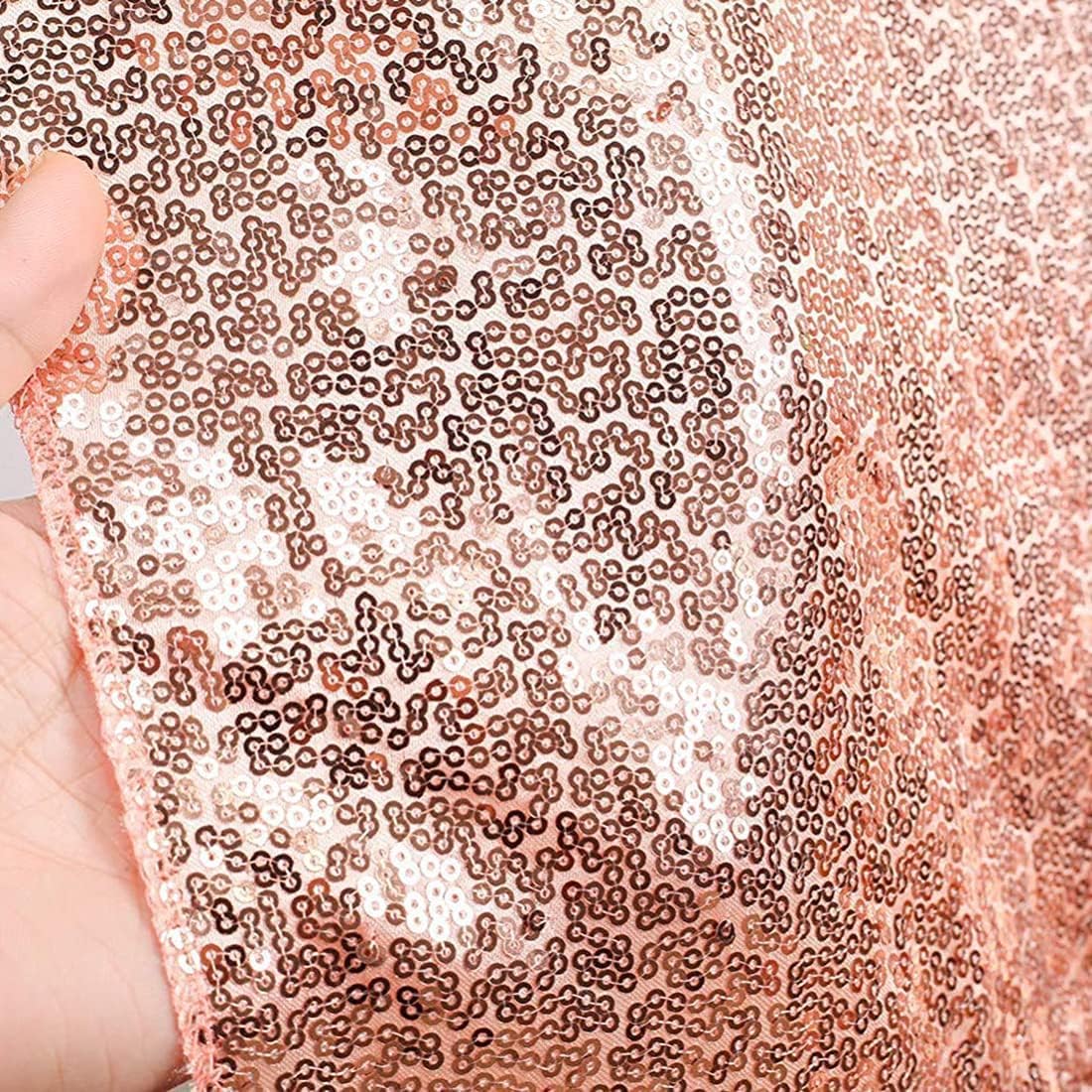 Poise3EHome 8Ft x 10Ft Rose Gold Sequin Backdrop, Glitter Thick Satin Sequin Background Drapes,Sequence Xmas Thanksgiving Backdrop for Wedding Party Holiday Festival Decor