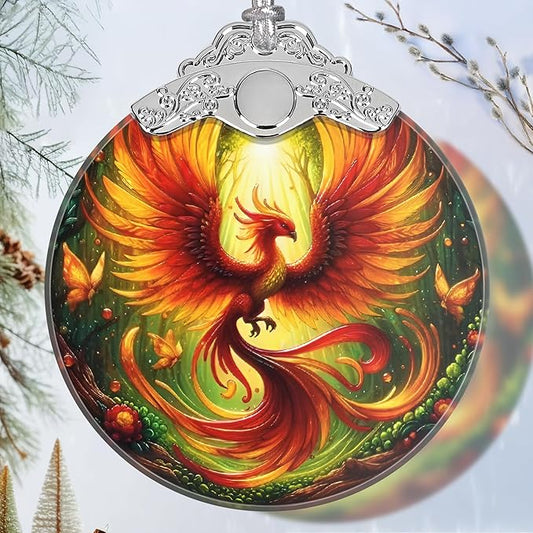 Phoenix Stained Glass Orament - Christmas Ornament - Christmas Decorations for Tree - Holiday Present ldeas - Gift Exchange