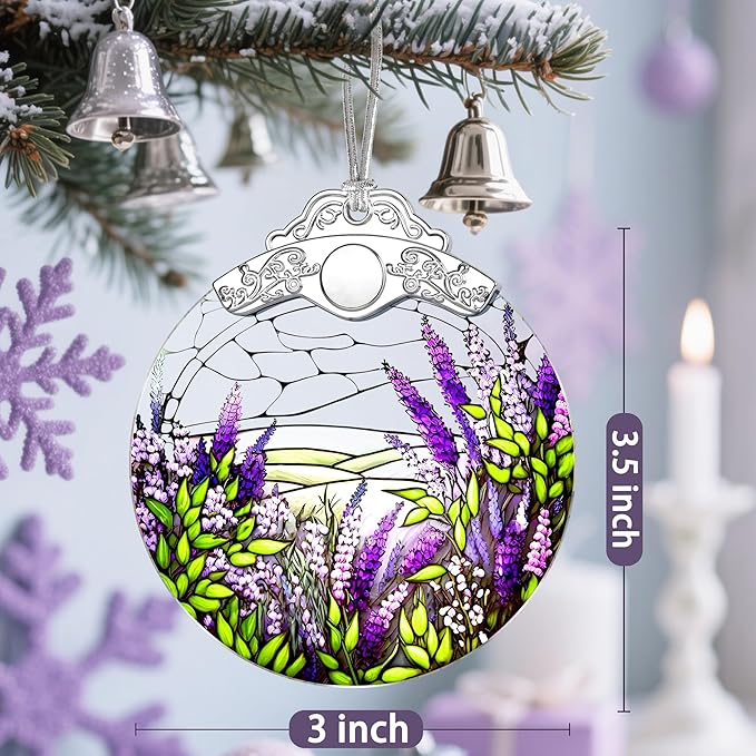 Stained Glass Ornament, Flower Christmas Decorations, Christmas Ornaments for Tree, Holiday Ornament, Flower Lovers Gifts, Holiday Party Gifts, Gift Ideas & Xmas Gift - Lavender