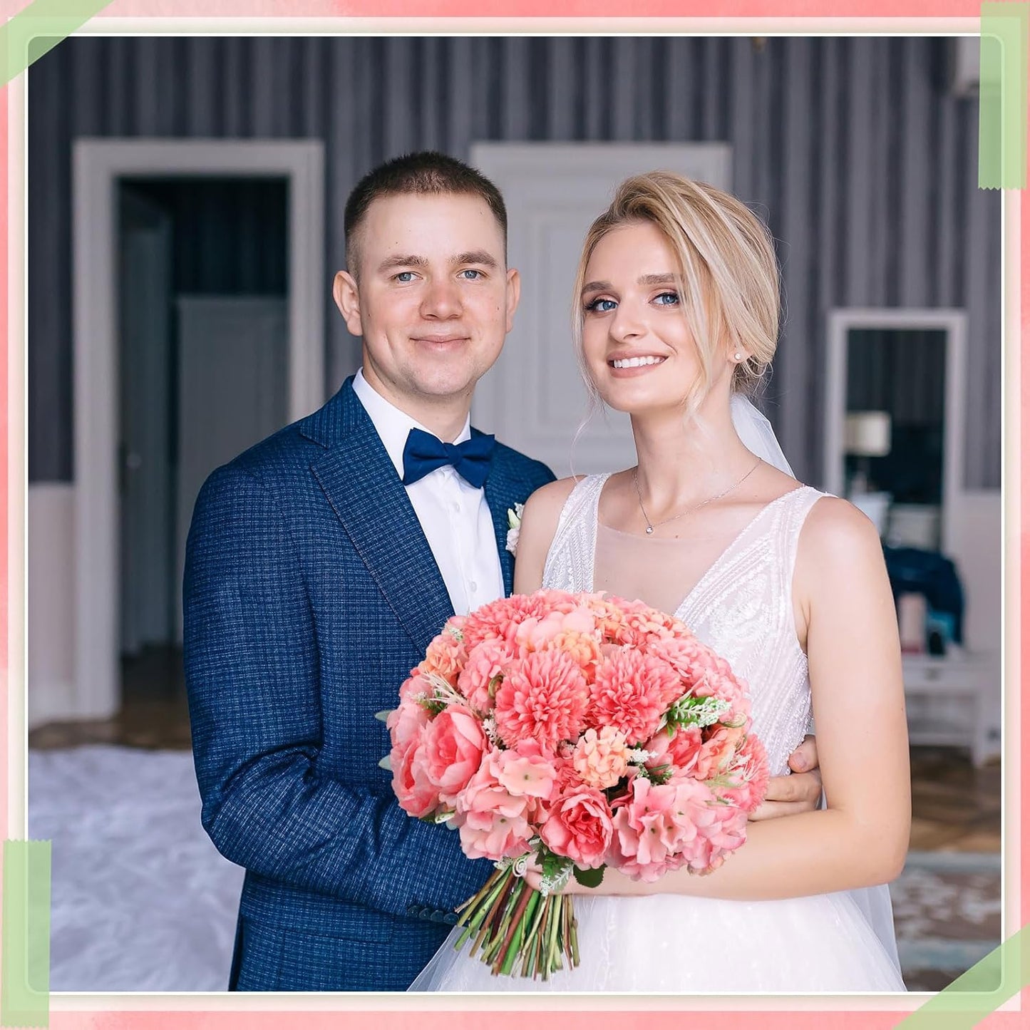 Tigeen Artificial Flowers Artificial Peonies Silk Flowers Faux Peony Fake Peony Silk Hydrangea Bouquet for Wedding Table Centerpiece Floral Vase Decor(Rose Pink,24 Bundles)