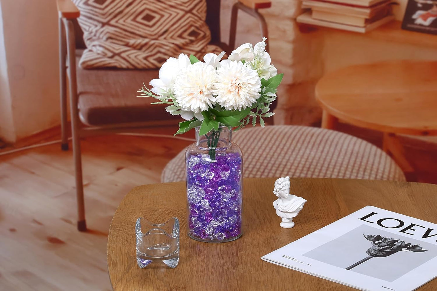 LAIDANLA 500PCS Mixed Purple Acrylic Gems Vase Fillers Fake Ice Cubes Plastic Diamonds Fake Crushed Rocks for Centerpiece DIY Party Table Scatter Prop Wedding Decoration Accessories