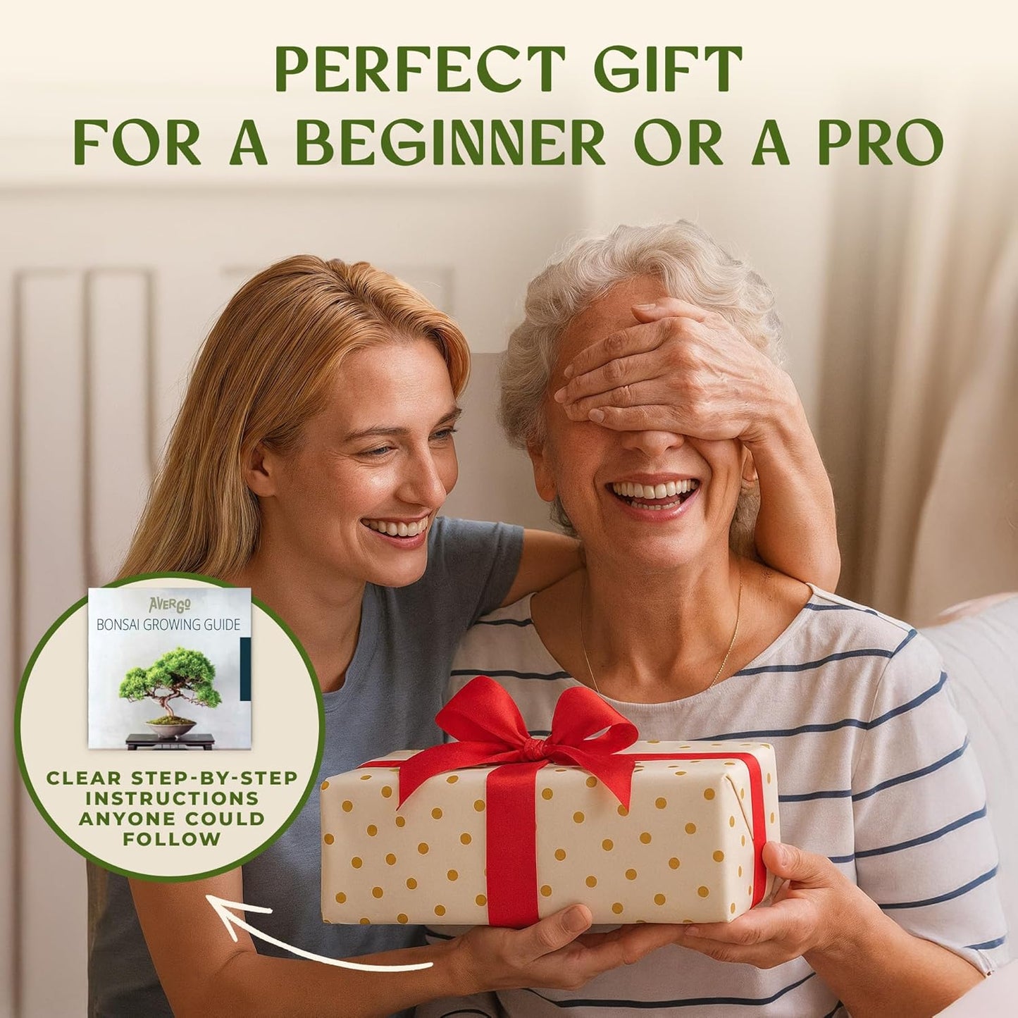 AVERGO Bonsai Tree Kit for Beginners – 5X Unique Japanese Bonzai Trees | Complete Indoor Starter Kit for Growing Plants with Bonsai Seeds, Tools & Planters – Gardening Gifts for Women & Men