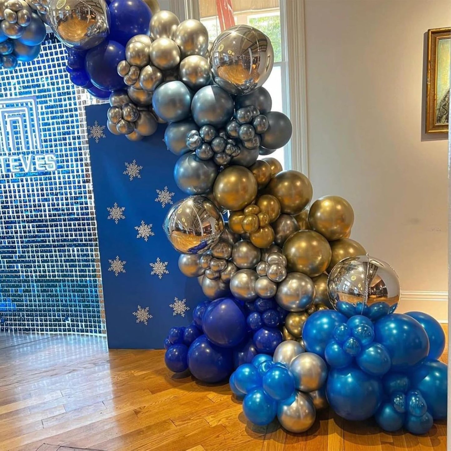 Blue and Gold Balloons, 60Pcs 12Inch Navy Pearl Party Balloons With Metallic Helium Balloon Confetti Latex Set for Boys Birthday Baby Shower Christening Decorations