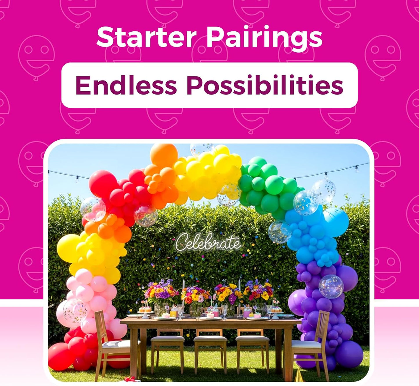 Bezente Assorted Rainbow Latex Balloons, 100 Pack 12 inch Round Helium Bright Color Balloons for Birthday Bridal Shower Wedding Party Decorations