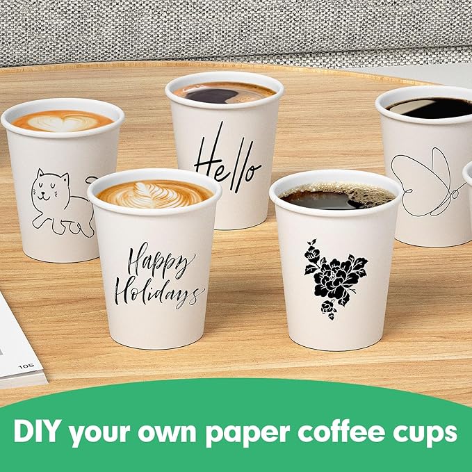 8 oz Paper Cups, 300 Pack 8oz Disposable Paper Coffee Cups, Coffee Cups 8 oz for Cold and Hot Drinks, White Paper Drinking Cups for Parties, Picnic, Cafes, Bistros and Events