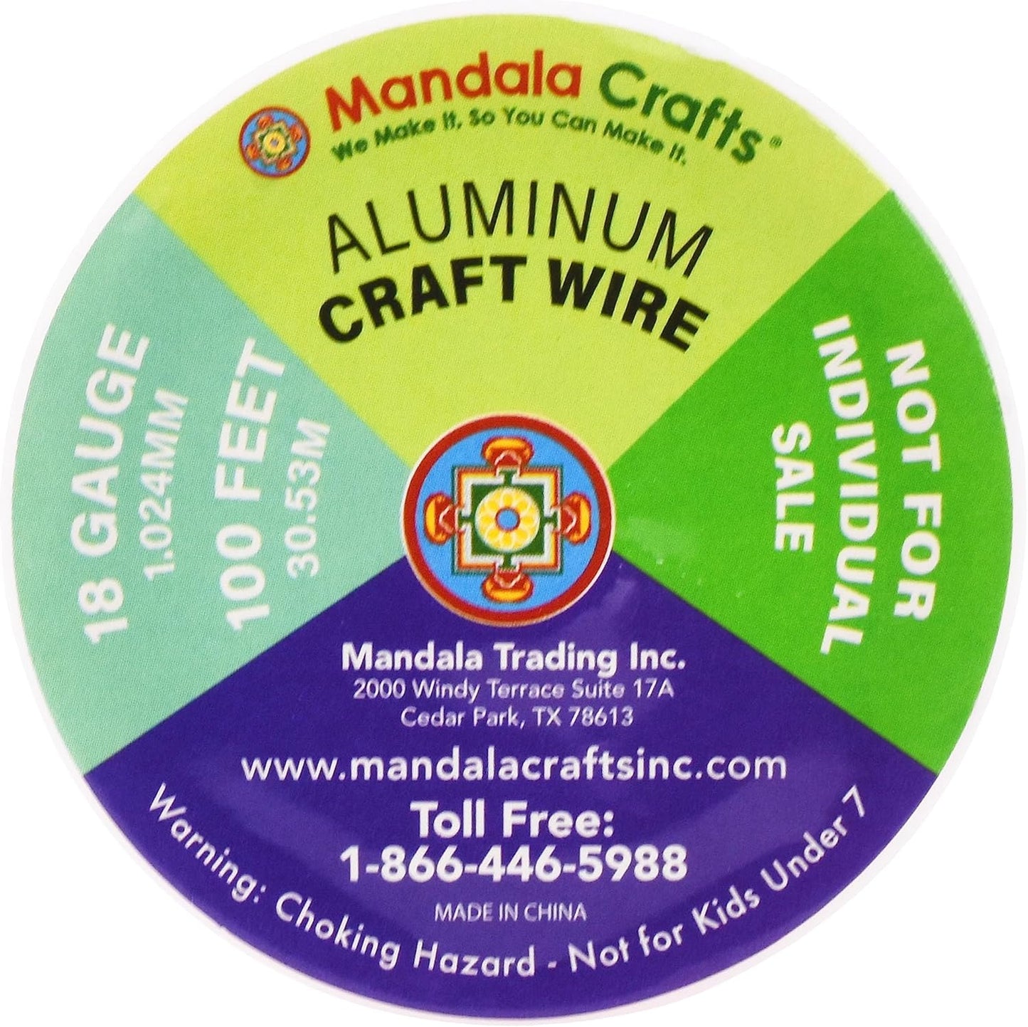 Mandala Crafts 18 Gauge Anodized Aluminum Craft Wire for Jewelry Making - 400 FT Colored Flexible Neutral Combo Wire - Bendable for Bonsai Armature Crafting Sculpting