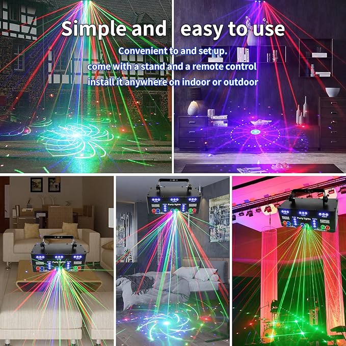 9 Eyes DJ Disco Light, RGB Party Stage Lights by Remote and DMX512 Control, Sound Activated LED Pattern Strobe Lights for Parties Live Light Show Xmas Bar Club Disco Dancing (21 Eyes Lights)
