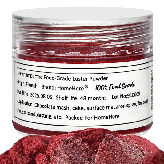 HomeHere Edible Luster Dust Food-Grade Glimmer Powder Glitter for Cake Decorating 7g, Edible Sprinkle Glitter for Cocktails Drinks Baking Candy Dessert Chocolate Vegan Tasteless, Burgundy
