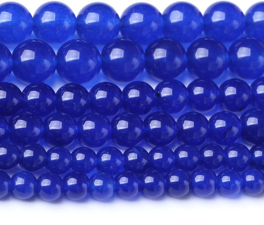 Mysterious Blue Chalcedony Stone Beads Gemstone Round Crystal Energy Jade Beads Stone Beads for Jewelry Making DIY Bracelet Necklace Jewelry Making 1 Strand 15.5inch 60PCS 6MM
