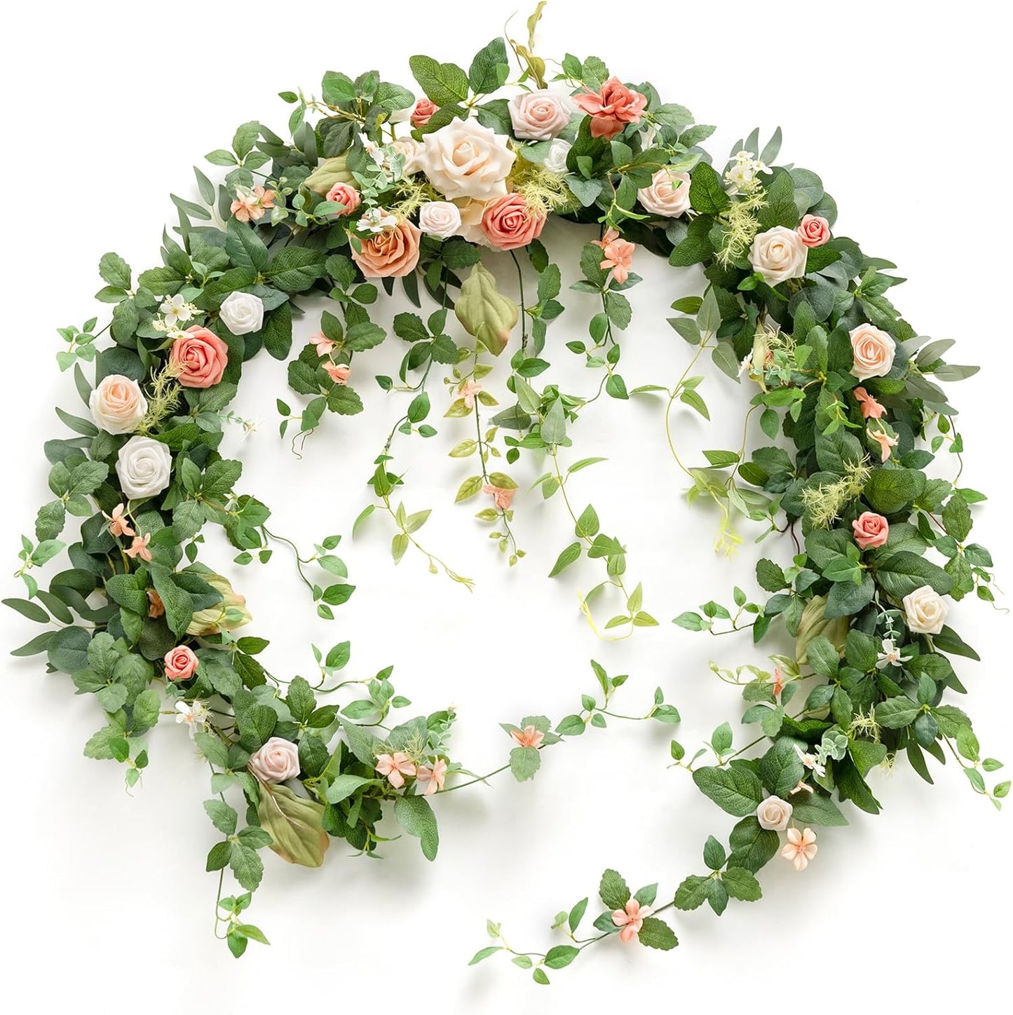 Ling's Moment 9FT Spring Eucalyptus & Willow Leaf Flower Garland for Pink Wedding, Valentines Sweetheart Table Centerpieces Head Table Decor, Arch Backdrop Decorations for Wedding | Garden Blush