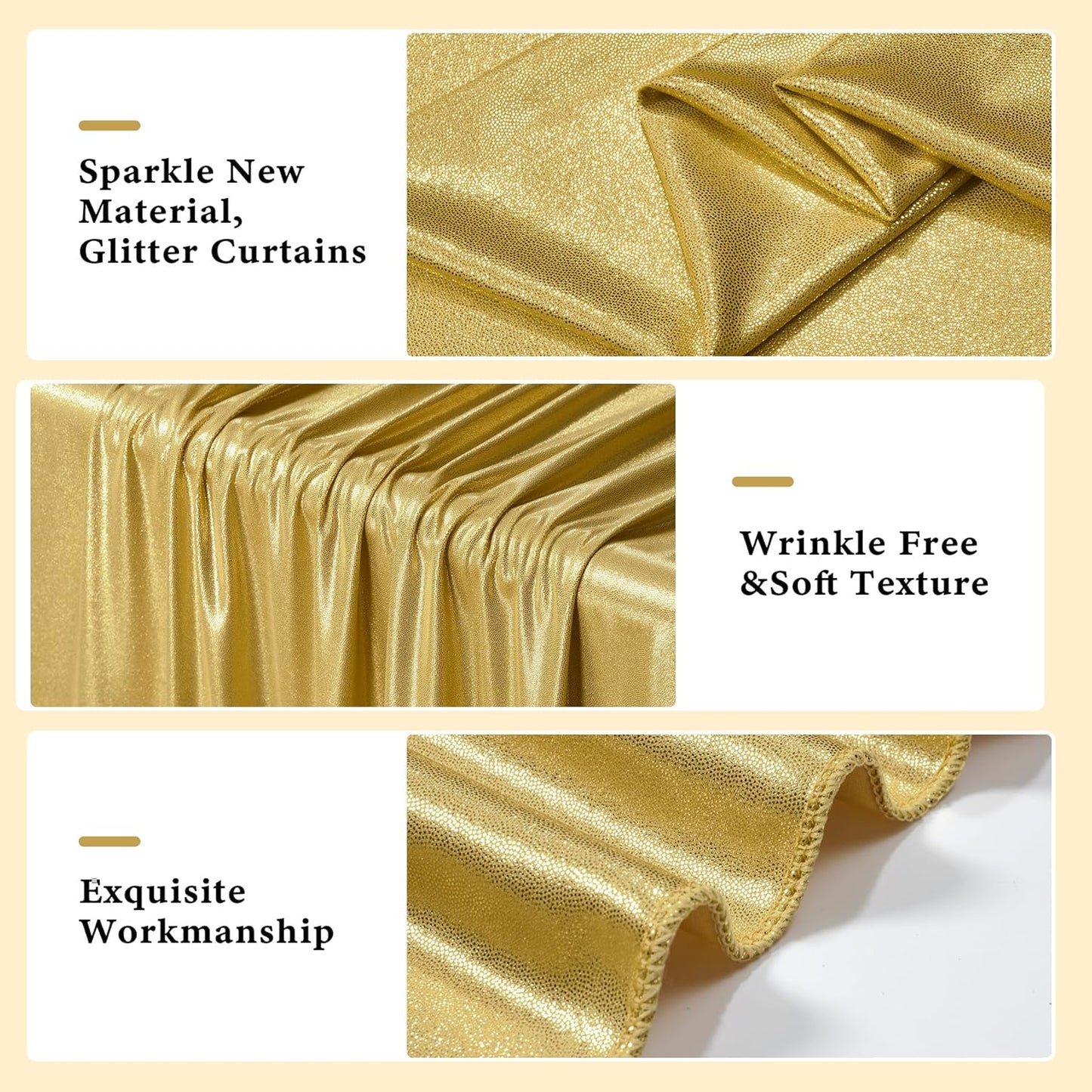 Outpain Thick 20 ft x 10 ft Gold Sequin Backdrop Curtain for Parties, Wrinkle Free Glitter Photo Backdrop Drapes 4 Panels 5x10ft Gold Back Drop Cloth for Wedding Christmas Photography Background